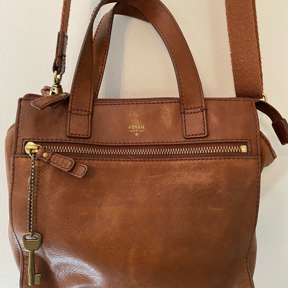 Fossil Tan Leather Shoulder Bag